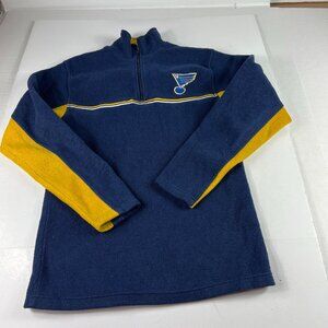 Y2K Reebok St Louis Blues Sweatshirt Youth Extra Large Blue 1/4 Zip Mock Neck